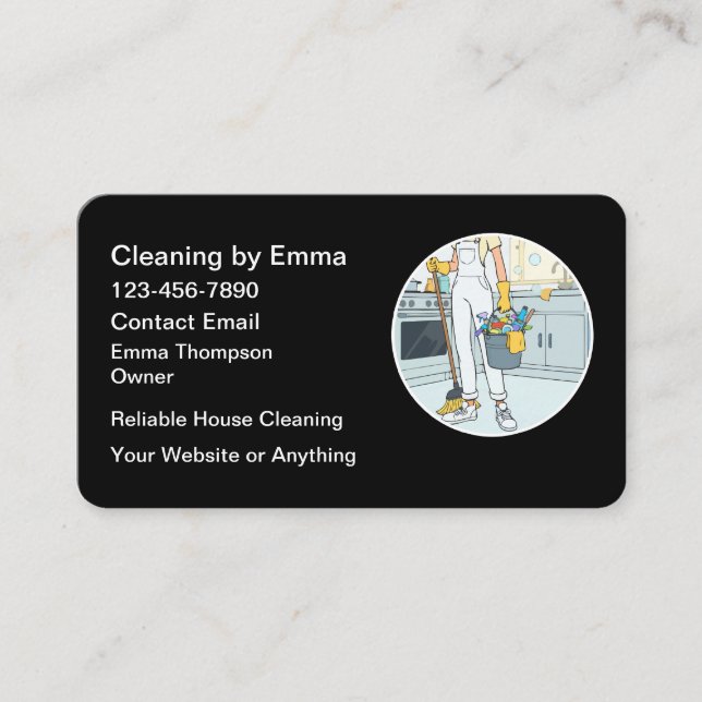 House Cleaning Unique Simple Business Cards (Front)
