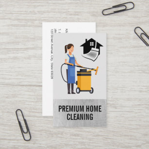 House Cleaning Worker   Vacuum Broom Business Card