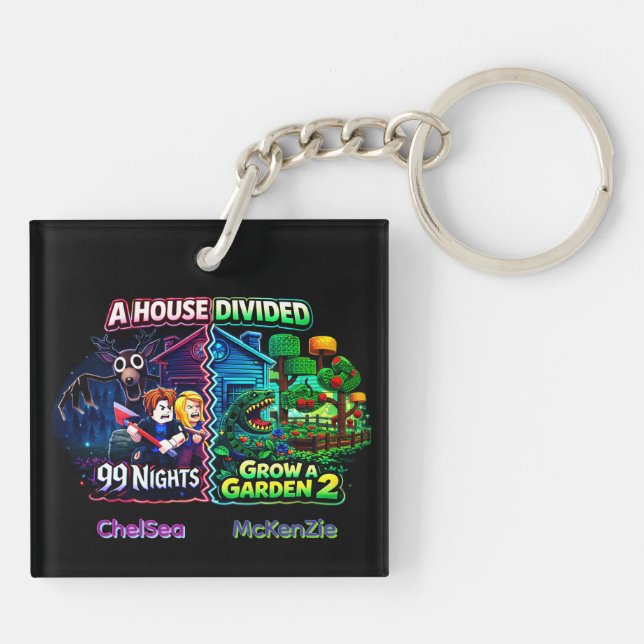 House Divided 99 Nights vs Grow A Garden 2 Keychain (Back)