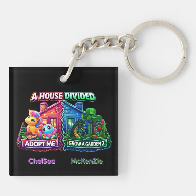 House Divided Adopt Me vs Grow A Garden 2 Keychain (Back)