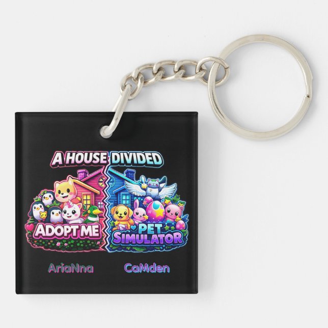 House Divided Adopt Me vs Pet Simulator Keychain (Back)