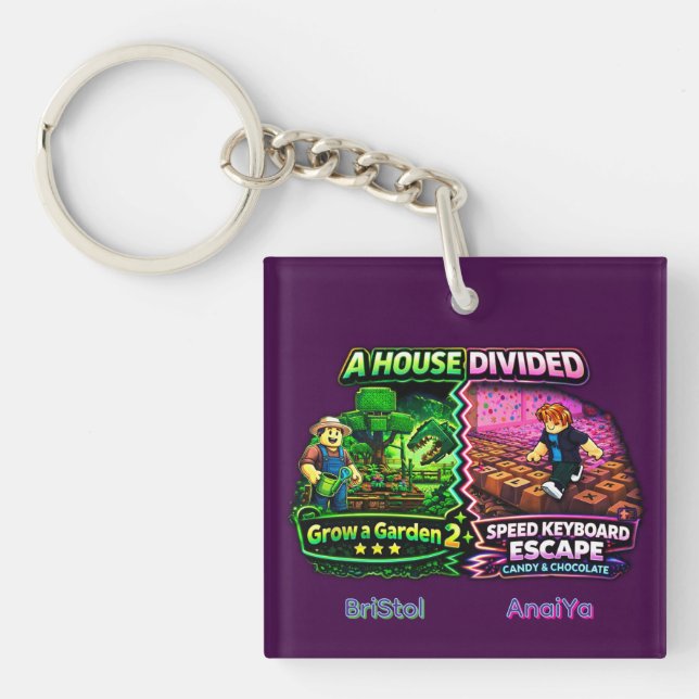 House Divided Garden vs Candy Keyboard Keychain (Front)