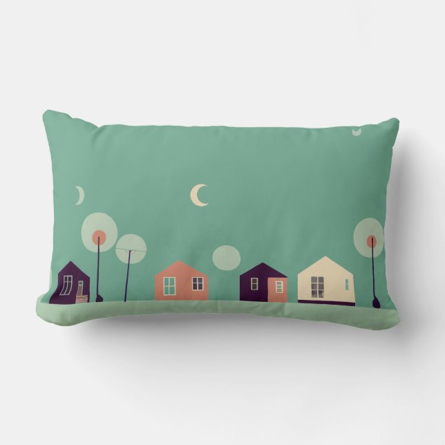 House, Doodle, Building Lumbar Pillow (Front)
