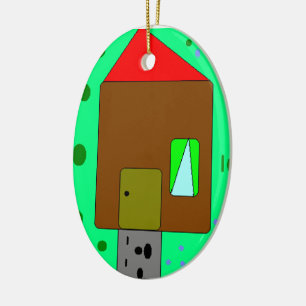 House Door Path, Digital Painting, Art by Kids Ceramic Ornament