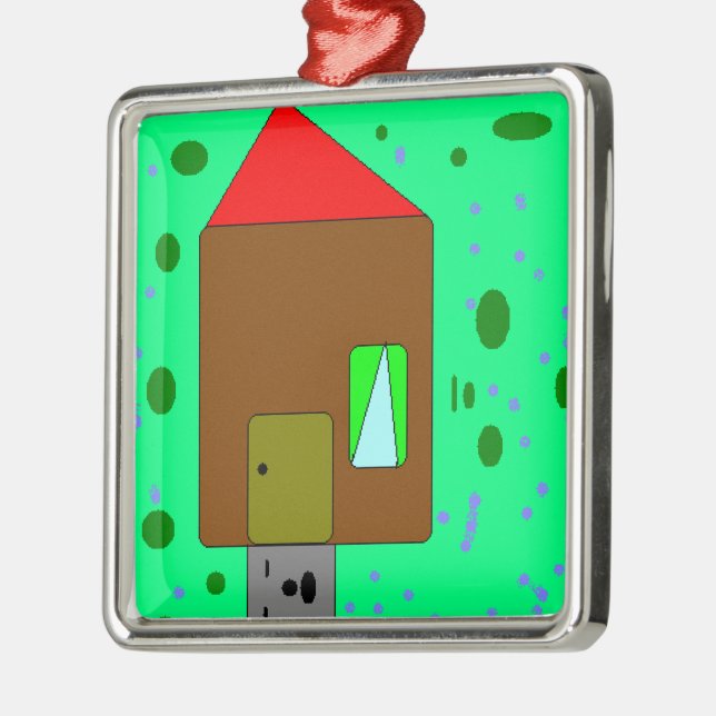 House Door Path, Digital Painting, Art by Kids Metal Ornament (Left)