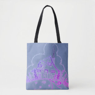 House Embroidery Design Tote Bag