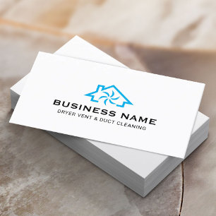 House & Fan Logo Dryer Vent & Duct Cleaning Plain Business Card