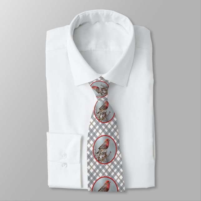 House Finch in Snow - Original Photograph Tie (Tied)