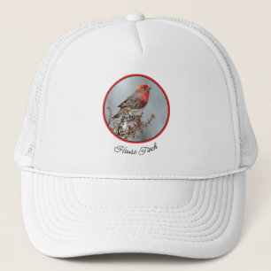 House Finch in Snow - Original Photograph Trucker Hat