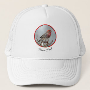 House Finch in Snow - Original Photograph Trucker Hat