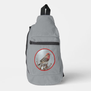 House Finch in Winter Snow Original Photograph Sling Bag