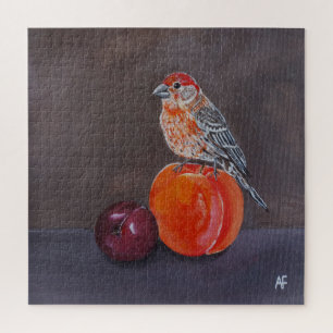 House Finch’s Midday Rest Painting by Alfred Fox Jigsaw Puzzle