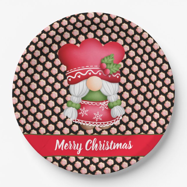 House Gnome Customize Colour and Text Paper Plate (Front)