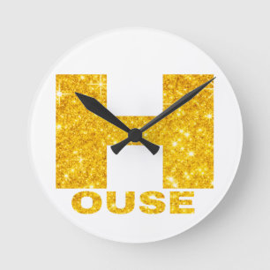 HOUSE GOLD & GLITTER DESIGN #2 ROUND CLOCK