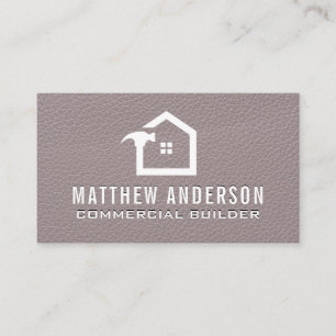 House Hammer Logo   Leather Texture  Business Card