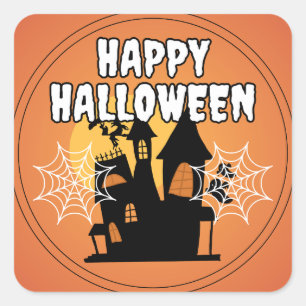 House Happy Halloween Square Sticker