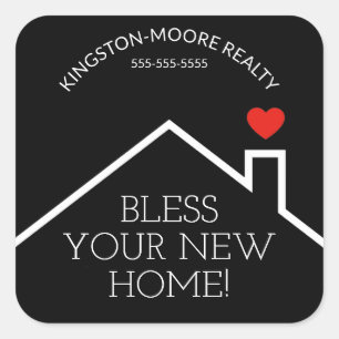 House Heart Custom Realtor Square Sticker