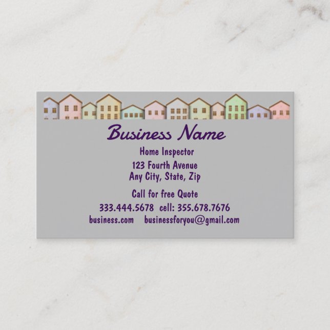 House Home Inspections Inspector  Business Card (Front)