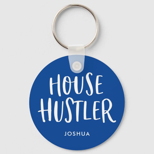 House Hustler Real Estate Personalized Agent Mens Keychain (Front)