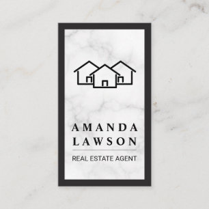 House Icon   Marble   Black Border Appointment Card