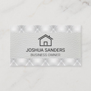House Icon   White Leather Upholstered Padding Business Card