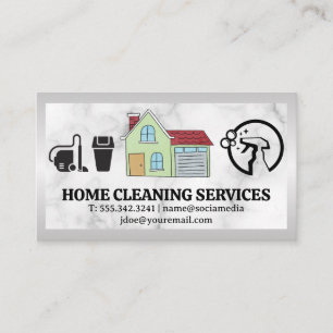 House Illustration   Cleaning Icons Business Card