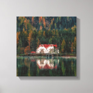 House in a forest canvas print