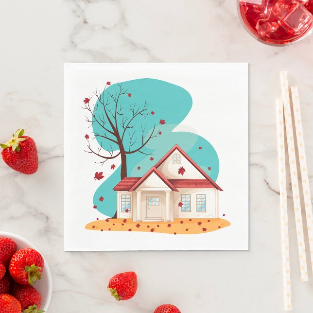 House In Autumn Paper Napkins (Creator Uploaded)