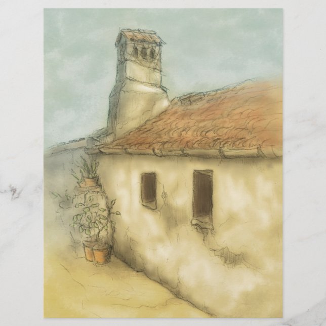 house in coimbra portugal coloured drawing (Front)