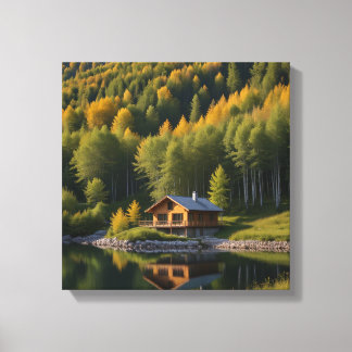 House in the Birch Forest Canvas Print