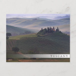 House in Tuscany in the morning fog bar postcard