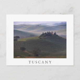 House in Tuscany in the morning fog white postcard