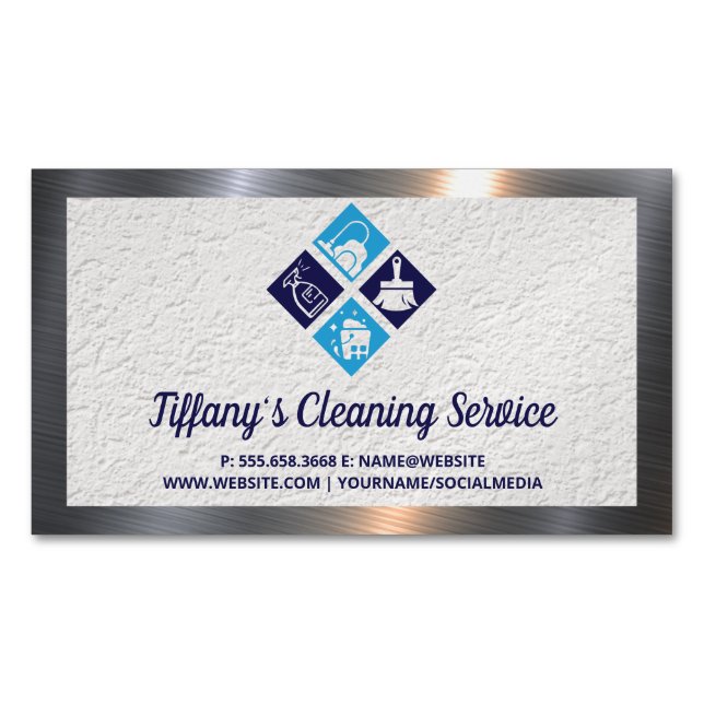House Keeping Clean Services Magnetic Business Card (Front)