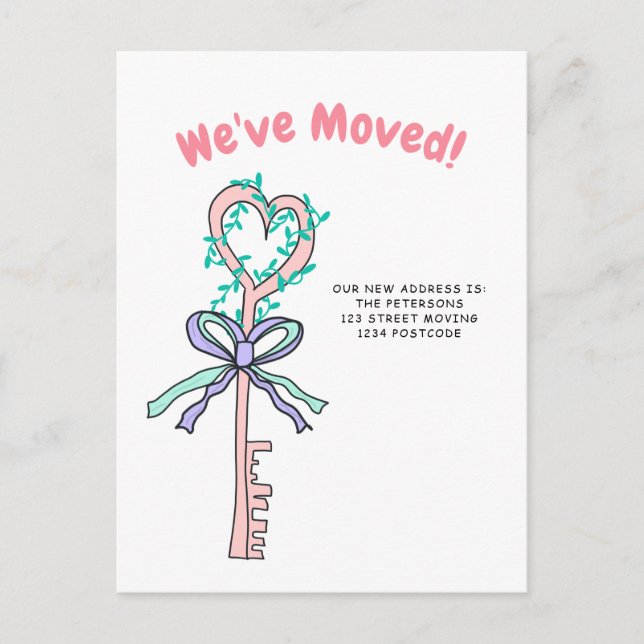 House key illustration moving announcement (Front)