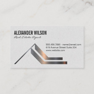 House Keys   Real Estate Metallic Brushed Logo Business Card