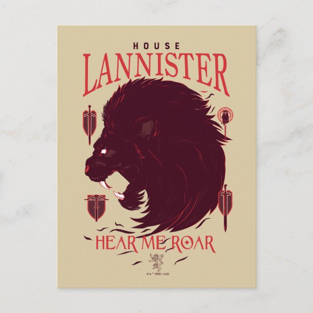 House Lannister - Hear Me Roar Postcard (Front)