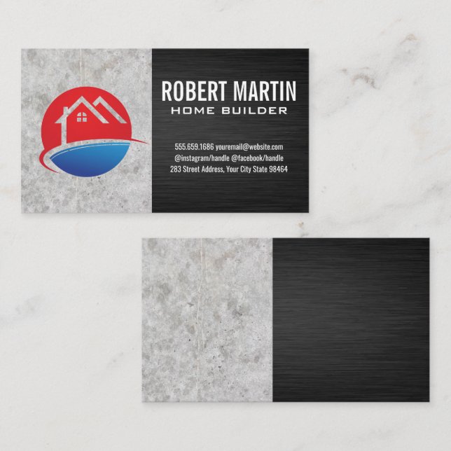 House Logo | Concrete | Black Texture Appointment Card (Front/Back)