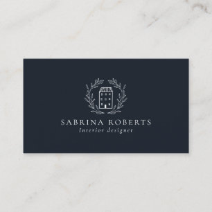 House logo, interior designer, deep navy business card