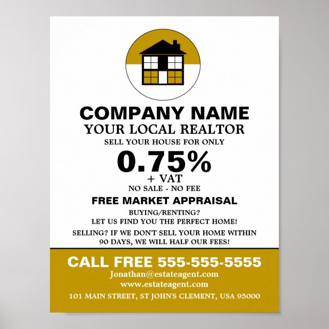 House Logo, Realtor, Estate Agent Advertising Poster (Front)