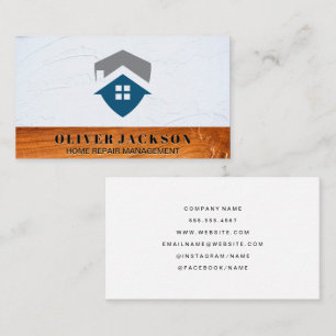 House Logo Wood Spackle Background Business Card