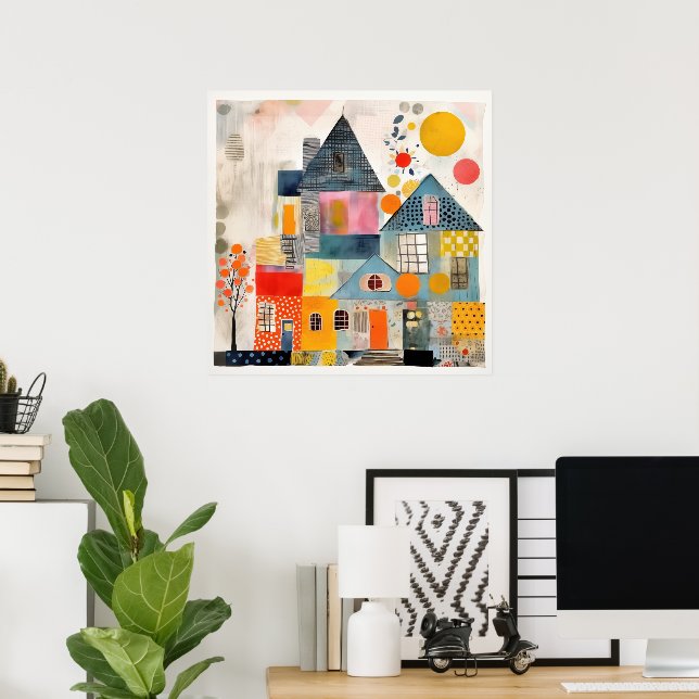 House made of a collage of pieces and textures poster (Home Office)