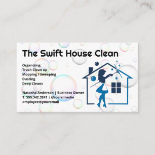 House Maid with Squeegee   Soap Bubbles Business Card