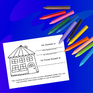 House Memory Emergency Info for Kids Activity Card