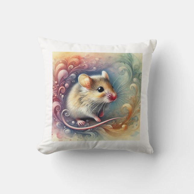 House Mouse in the Morning Light 260824AREF121 - W Throw Pillow (Front)