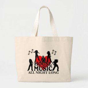 House Music All Night Long Large Tote Bag