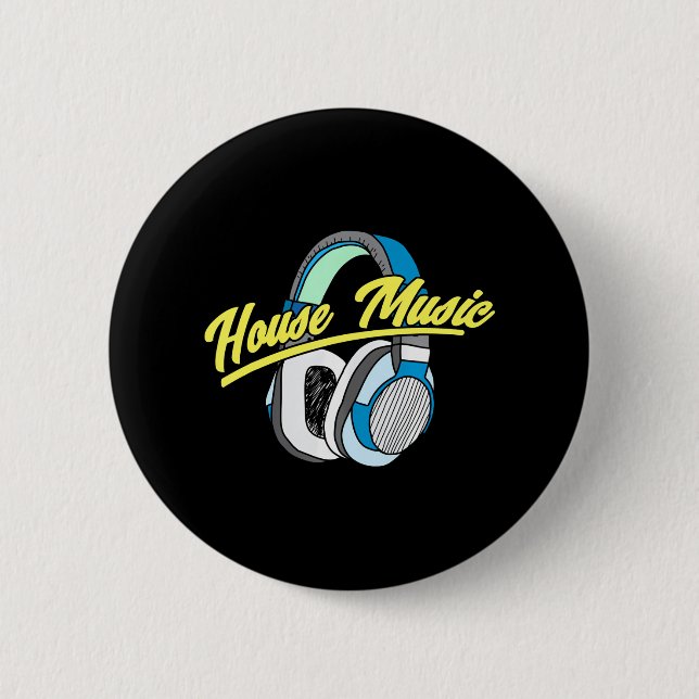 House Music DJ Turntable Headphones 2 Inch Round Button (Front)