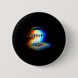 House Music Ghost Dj Optical Illusion Edm Hallowee 2 Inch Round Button