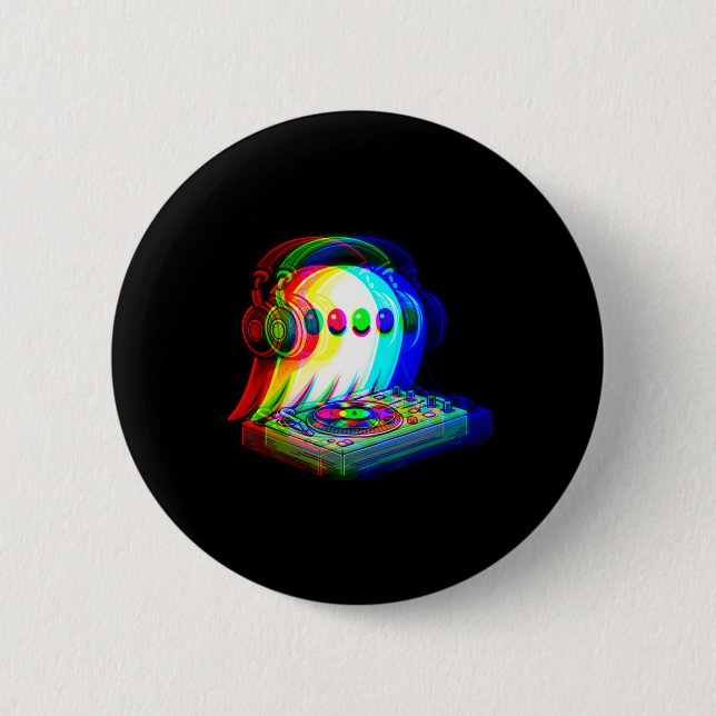 House Music Ghost Dj Optical Illusion Edm Hallowee 2 Inch Round Button (Front)