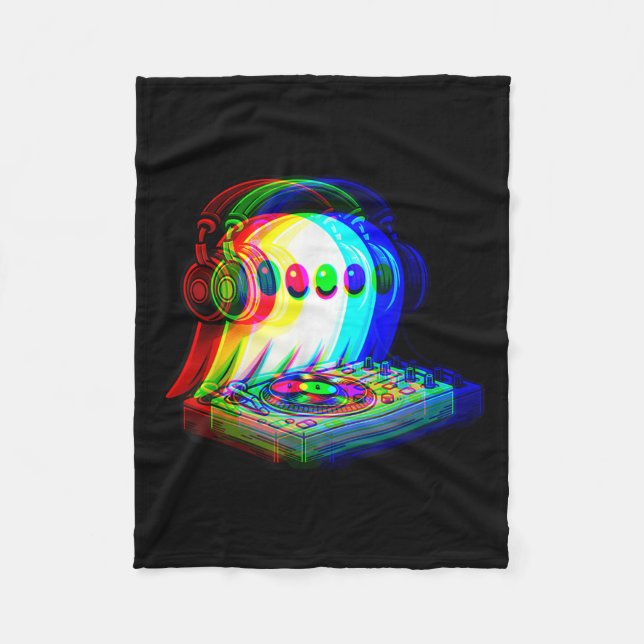 House Music Ghost Dj Optical Illusion Edm Hallowee Fleece Blanket (Front)