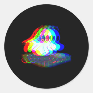 House Music Ghost Halloween Techno Rave Halloween Classic Round Sticker